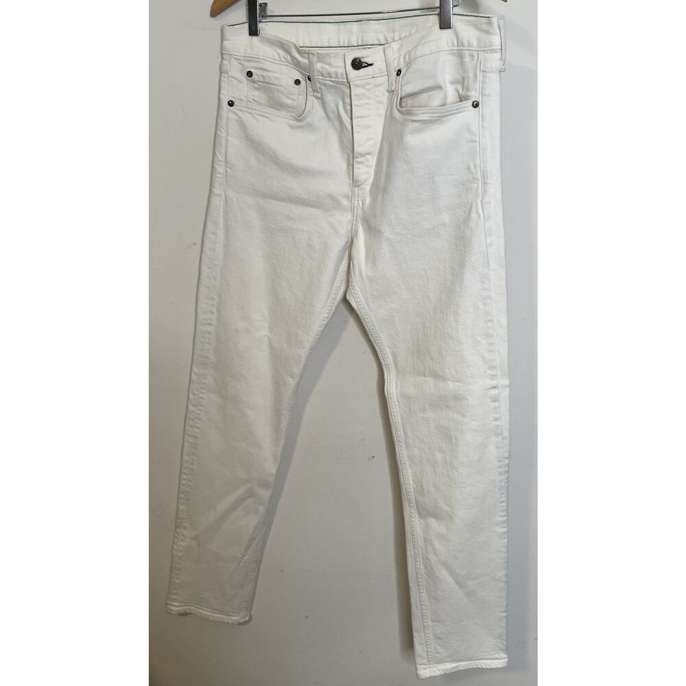 Rag & Bone Ecru Denim Jeans 34 x 34 Fit 2 Slim Button Front Selvedge Stretch
